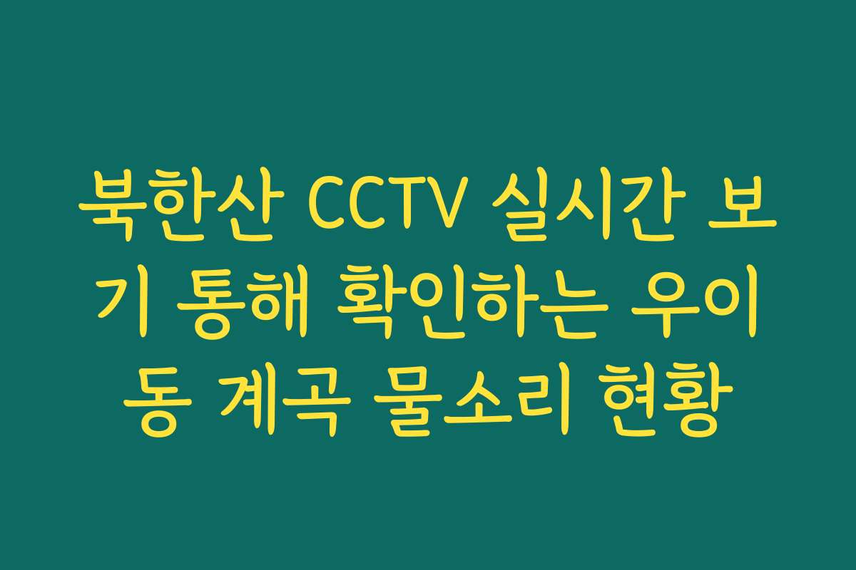 북한산 CCTV 실시간 보기 통해 확인하는 우이동 계곡 물소리 현황