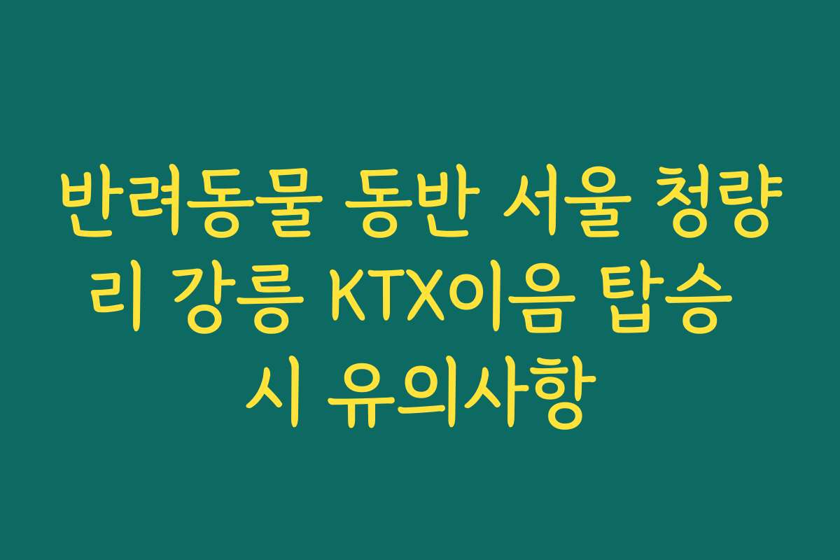 반려동물 동반 서울 청량리 강릉 KTX이음 탑승 시 유의사항