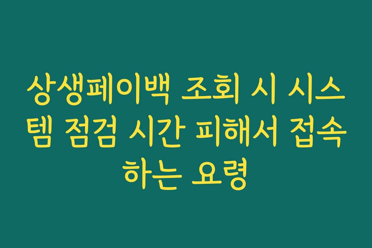 상생페이백 조회 시 시스템 점검 시간 피해서 접속하는 요령