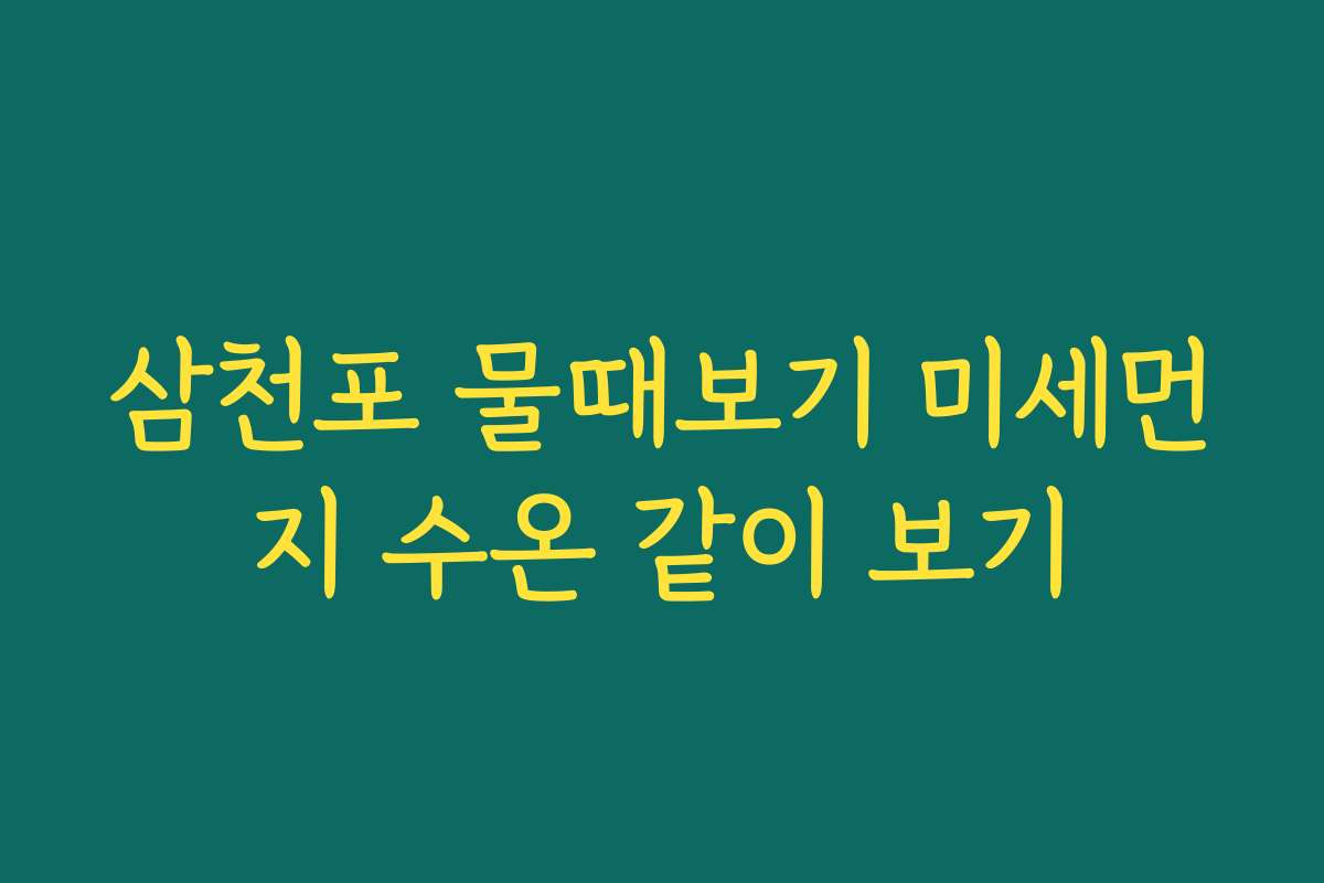 삼천포 물때보기 미세먼지 수온 같이 보기