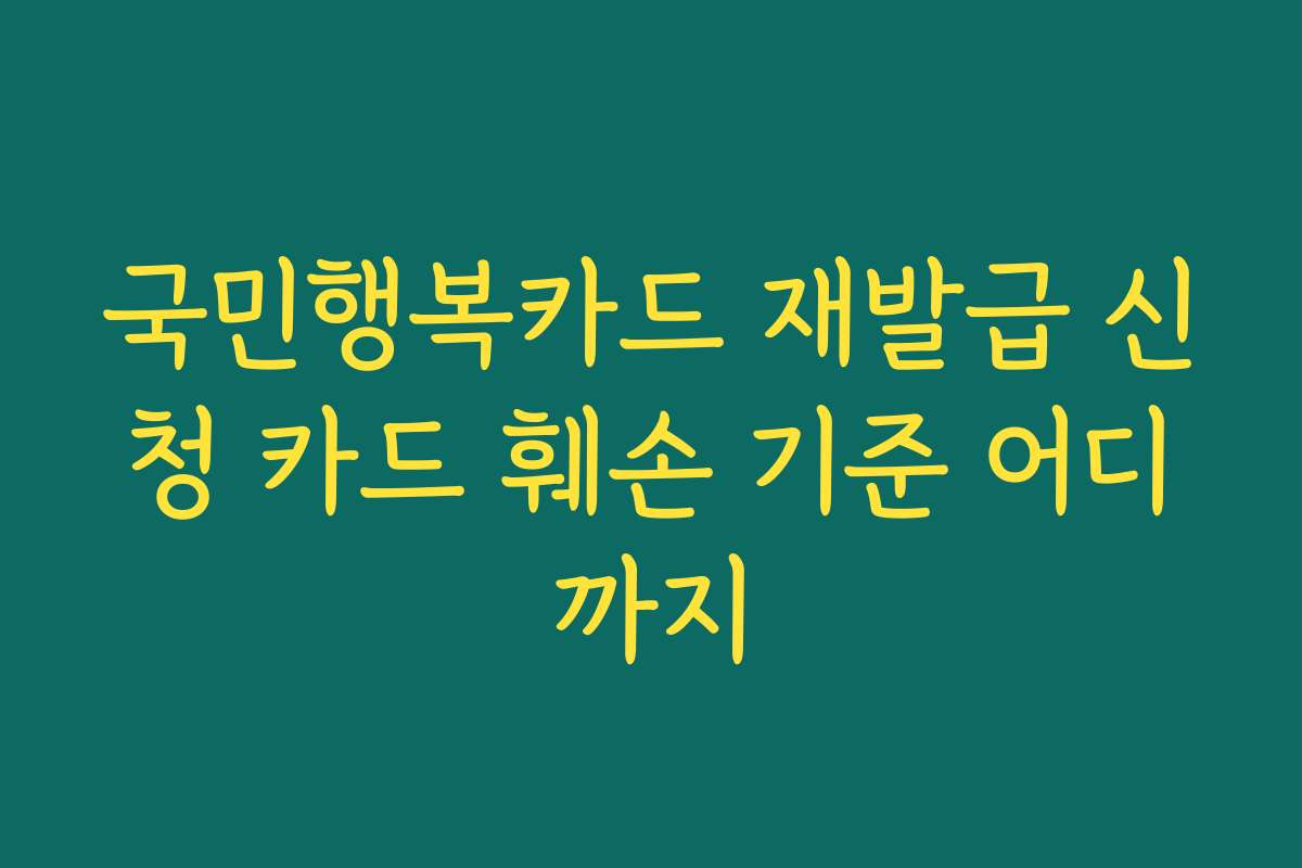 국민행복카드 재발급 신청 카드 훼손 기준 어디까지