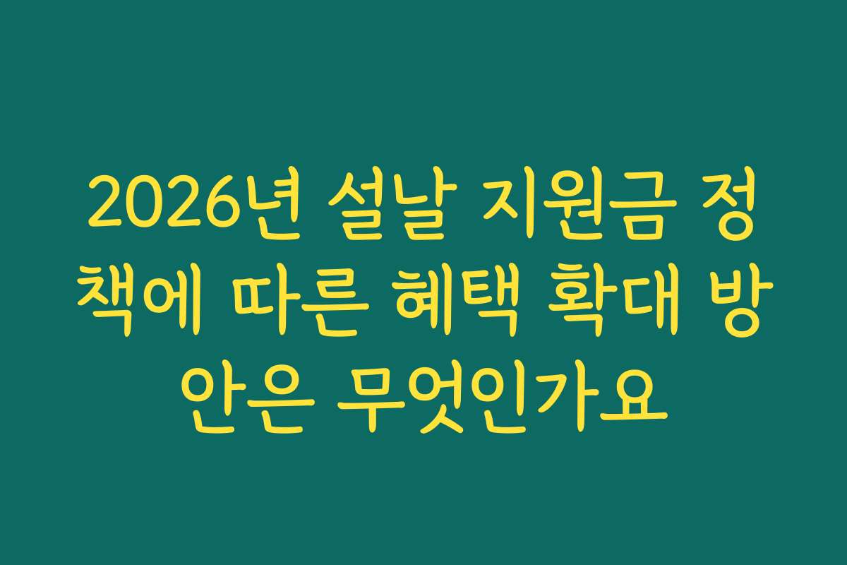 2026년 설날 지원금 정책에 따른 혜택 확대 방안은 무엇인가요