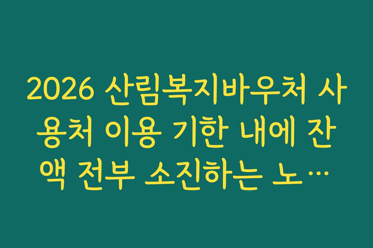 2026 산림복지바우처 사용처 이용 기한 내에 잔액 전부 소진하는 노하우