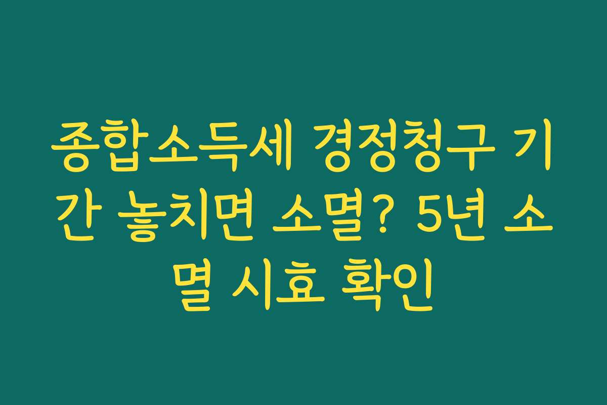 종합소득세 경정청구 기간 놓치면 소멸? 5년 소멸 시효 확인