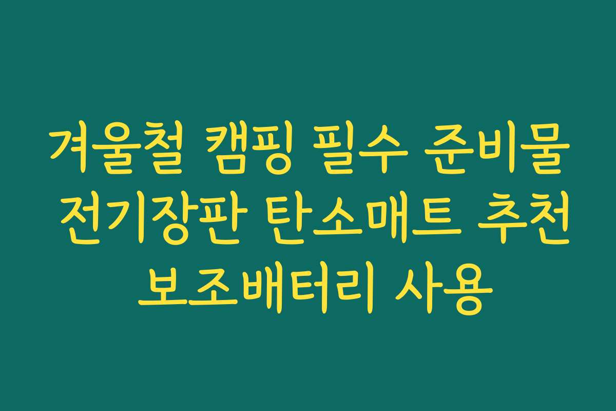 겨울철 캠핑 필수 준비물 전기장판 탄소매트 추천 보조배터리 사용