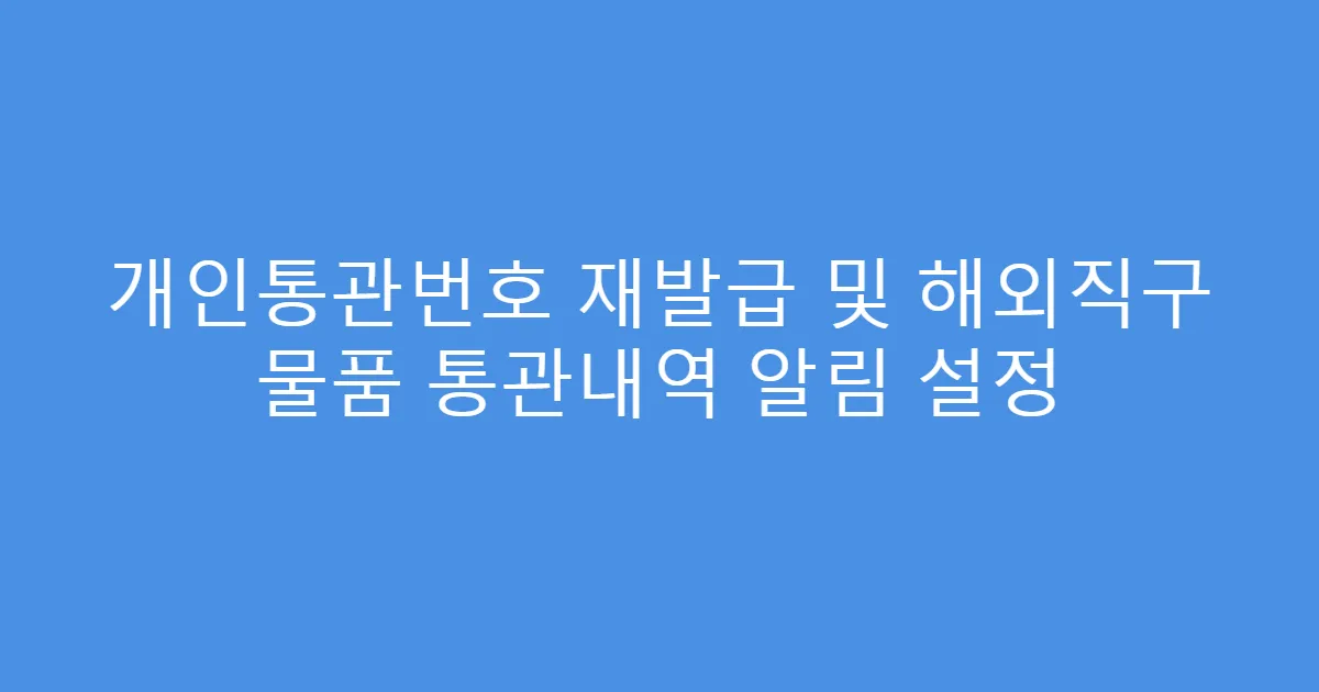 개인통관번호 재발급 및 해외직구 물품 통관내역 알림 설정