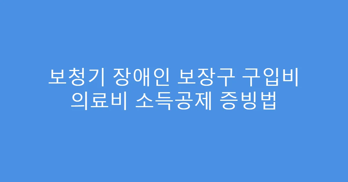 보청기 장애인 보장구 구입비 의료비 소득공제 증빙법