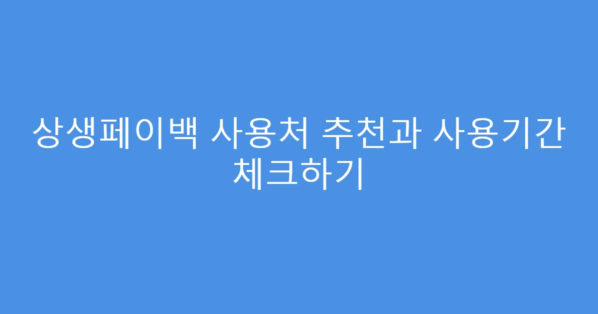 상생페이백 사용처 추천과 사용기간 체크하기