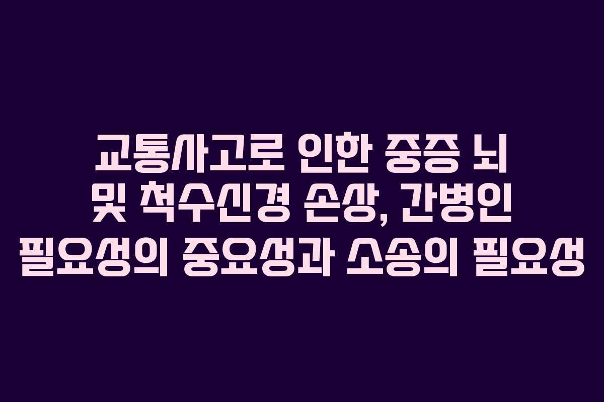 교통사고로 인한 중증 뇌 및 척수신경 손상, 간병인 필요성의 중요성과 소송의 필요성