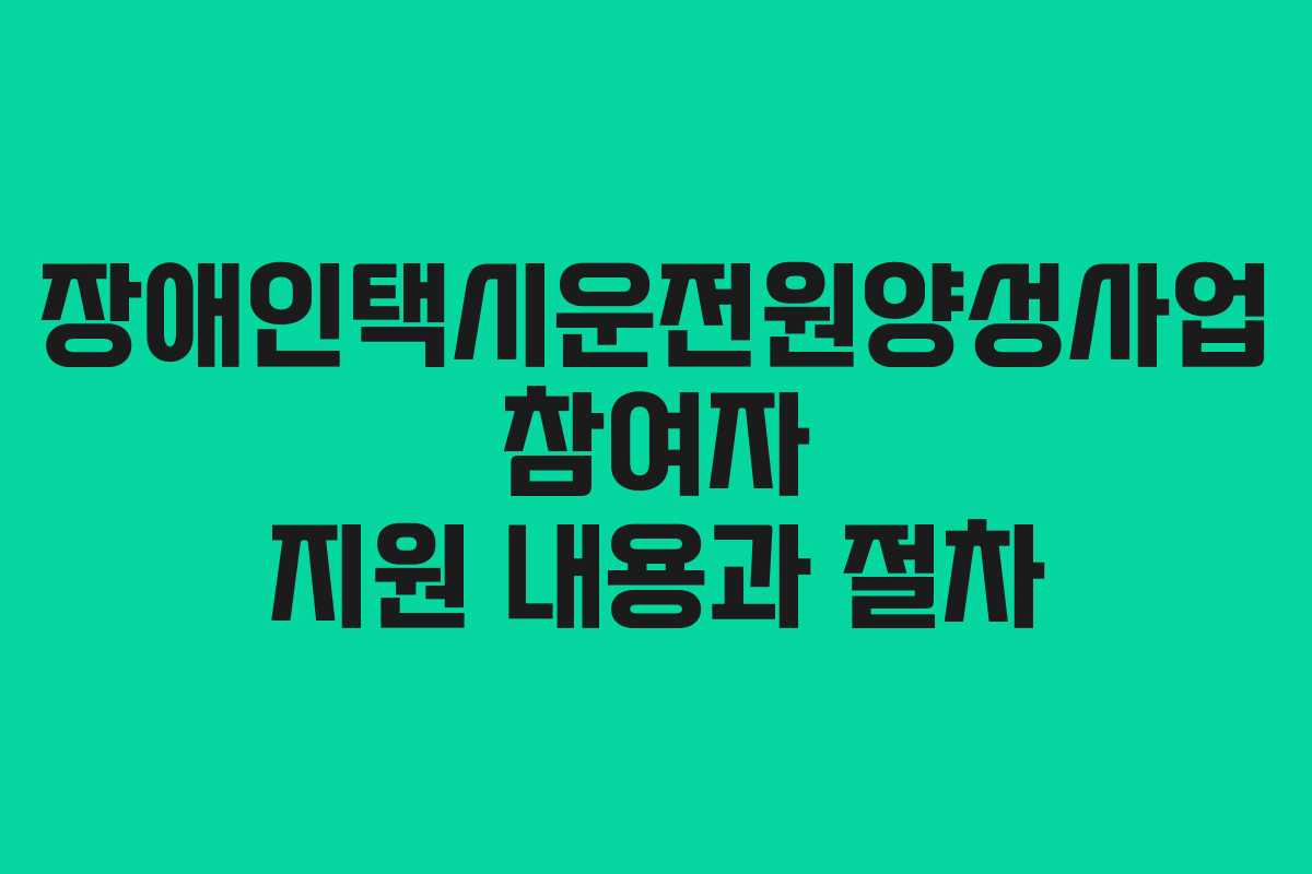 장애인택시운전원양성사업 참여자 지원 내용과 절차