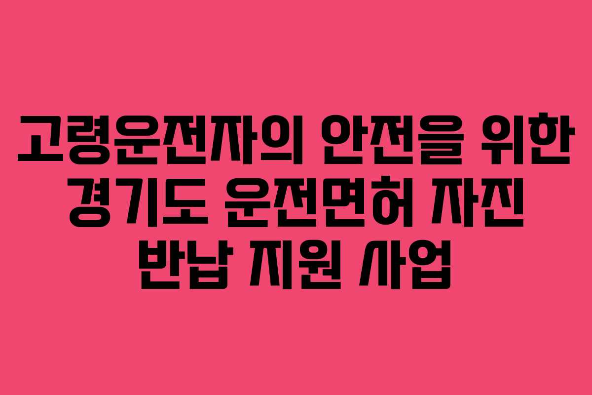 고령운전자의 안전을 위한 경기도 운전면허 자진 반납 지원 사업