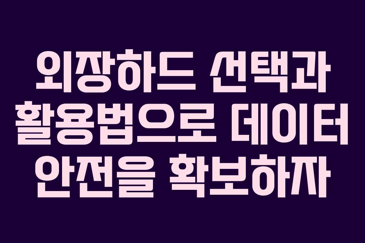 외장하드 선택과 활용법으로 데이터 안전을 확보하자