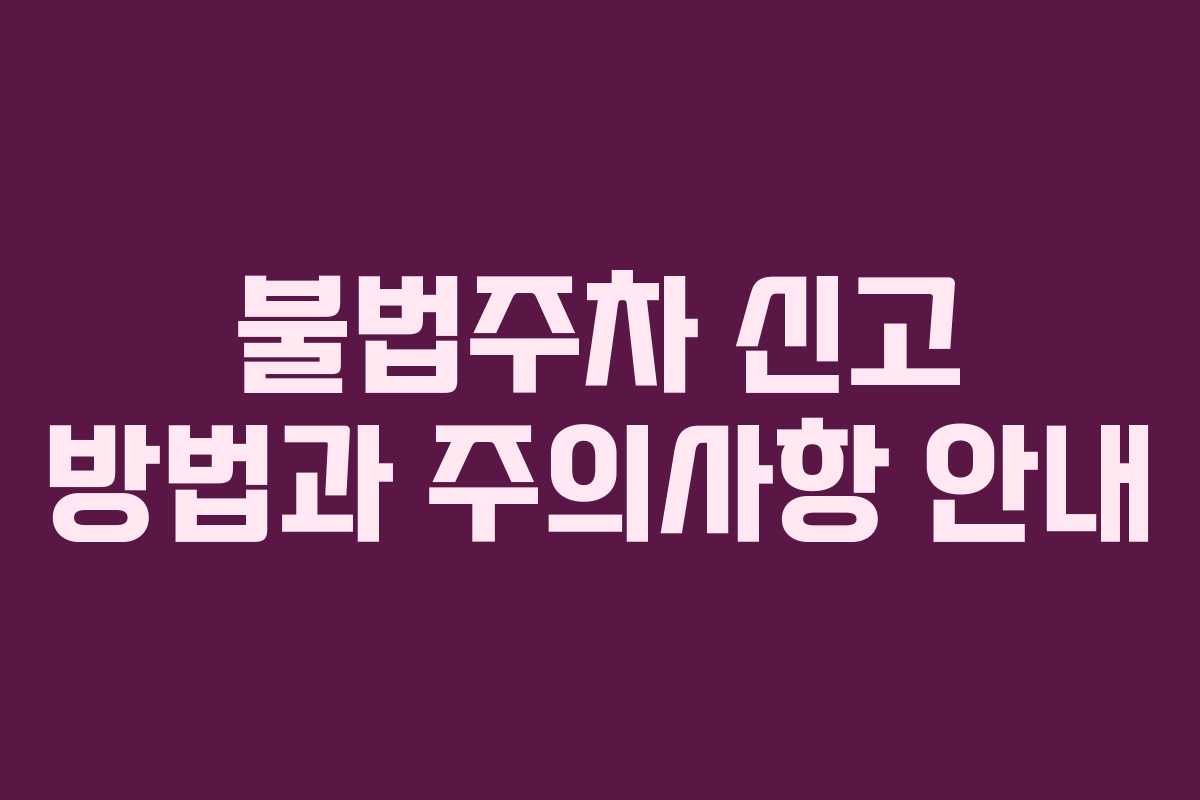불법주차 신고 방법과 주의사항 안내