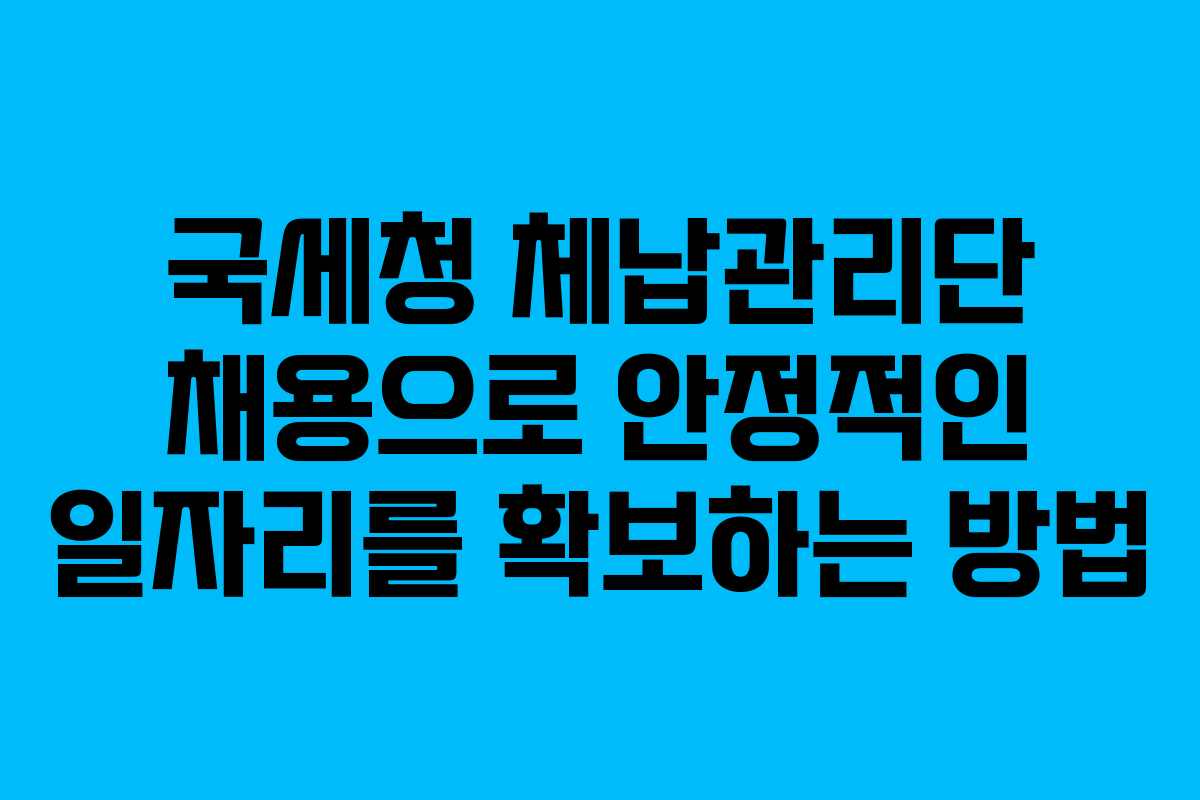 국세청 체납관리단 채용으로 안정적인 일자리를 확보하는 방법