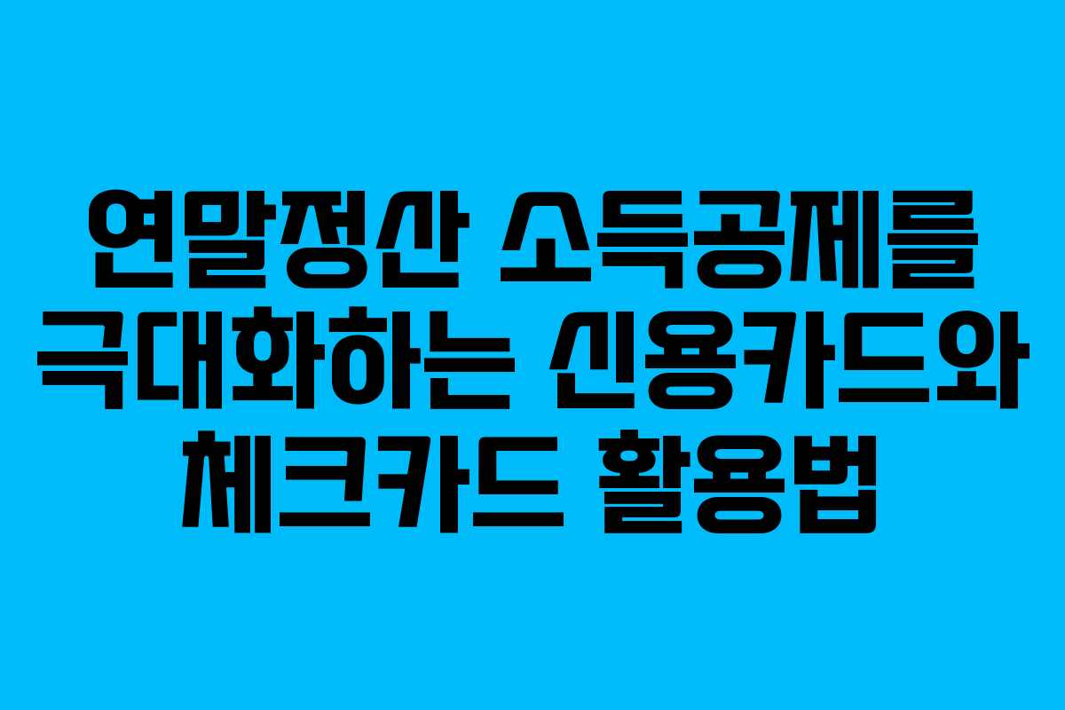 연말정산 소득공제를 극대화하는 신용카드와 체크카드 활용법
