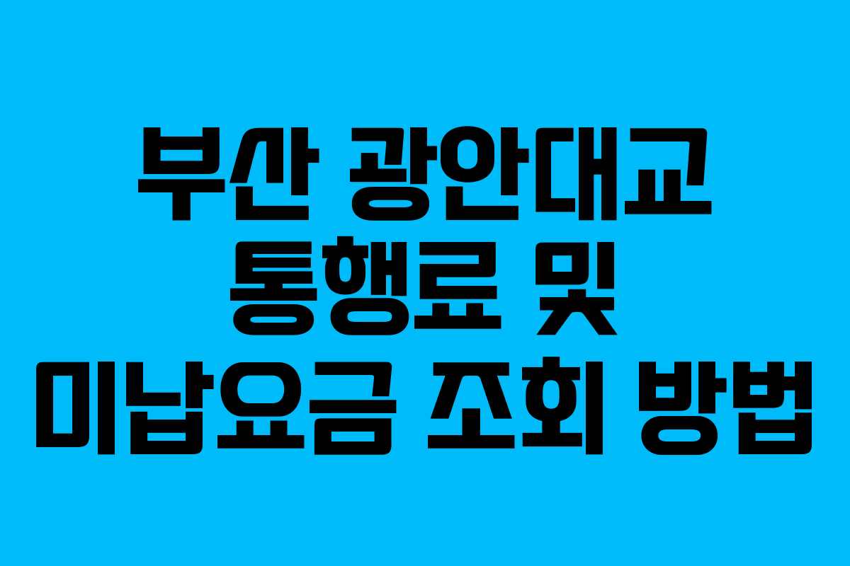 부산 광안대교 통행료 및 미납요금 조회 방법