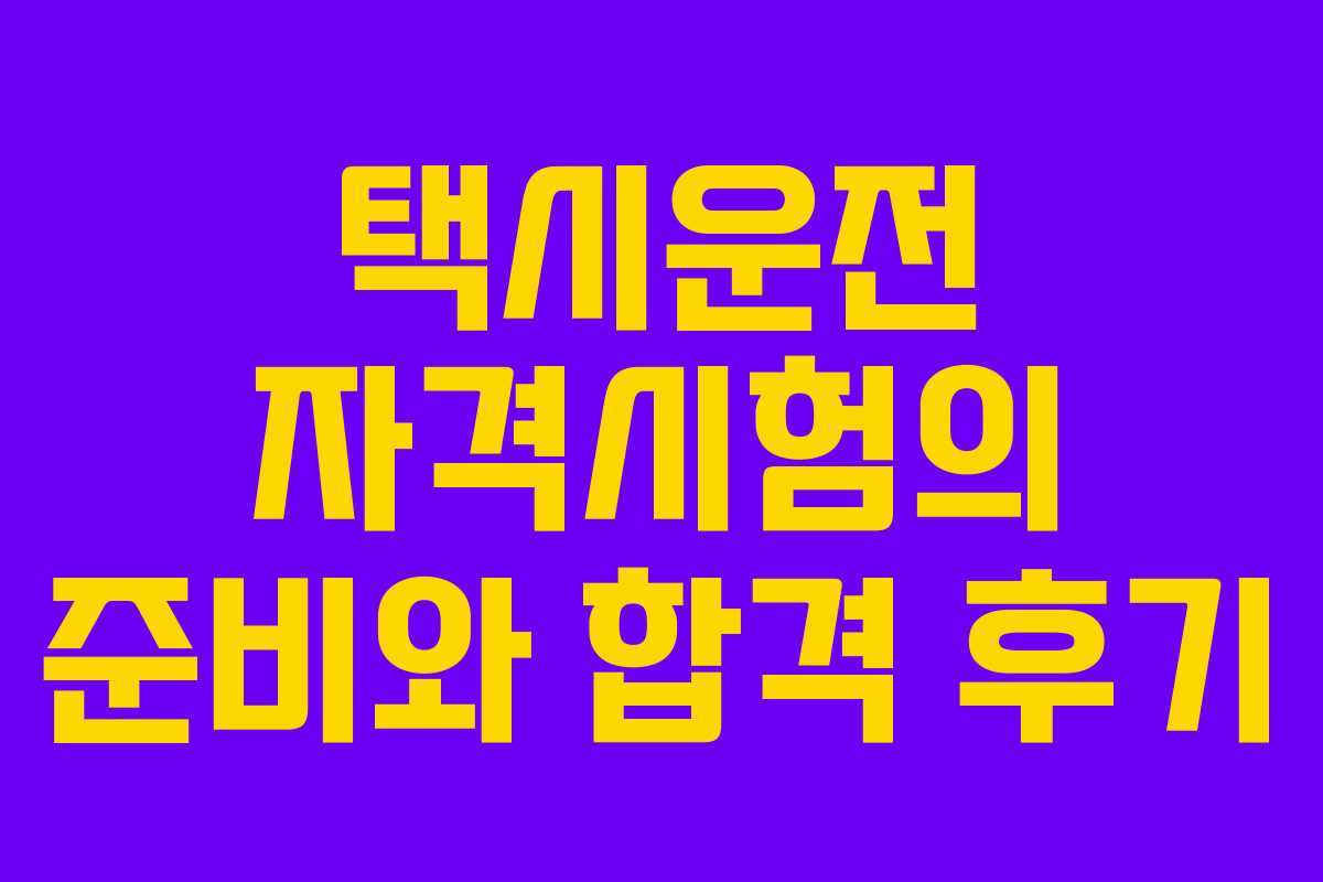 택시운전 자격시험의 준비와 합격 후기