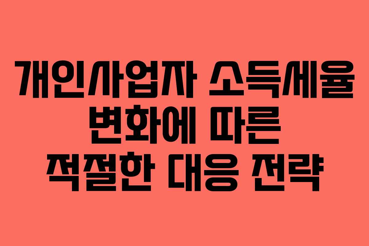 개인사업자 소득세율 변화에 따른 적절한 대응 전략