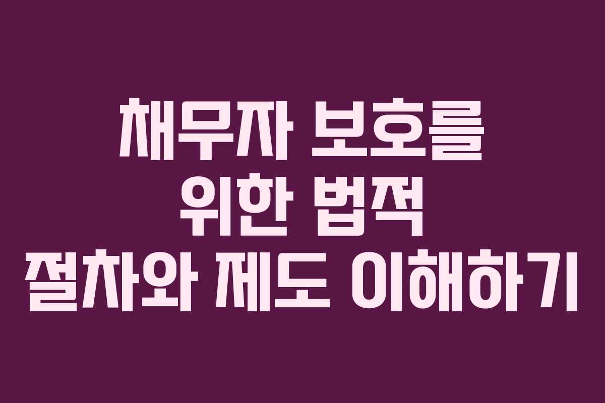 채무자 보호를 위한 법적 절차와 제도 이해하기