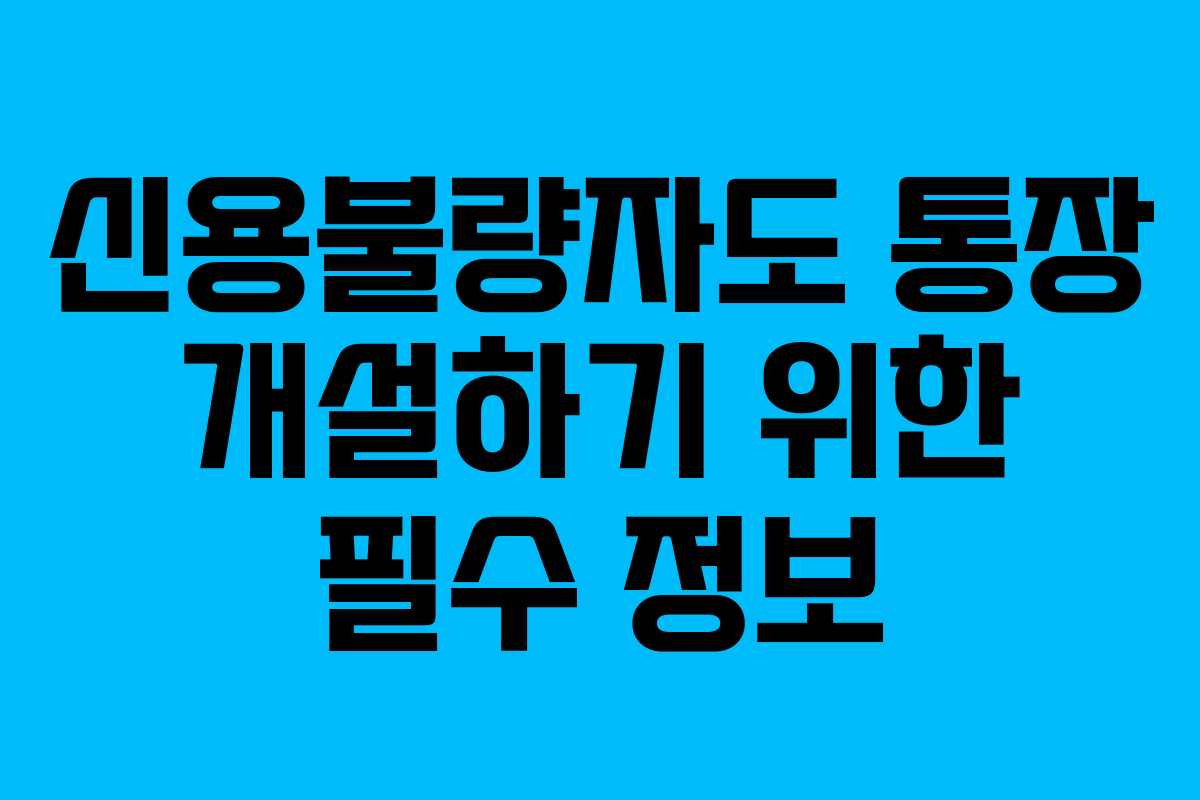 신용불량자도 통장 개설하기 위한 필수 정보