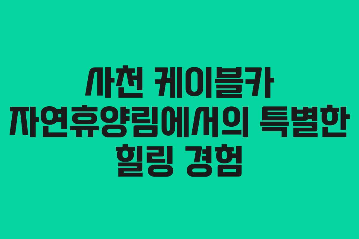사천 케이블카 자연휴양림에서의 특별한 힐링 경험