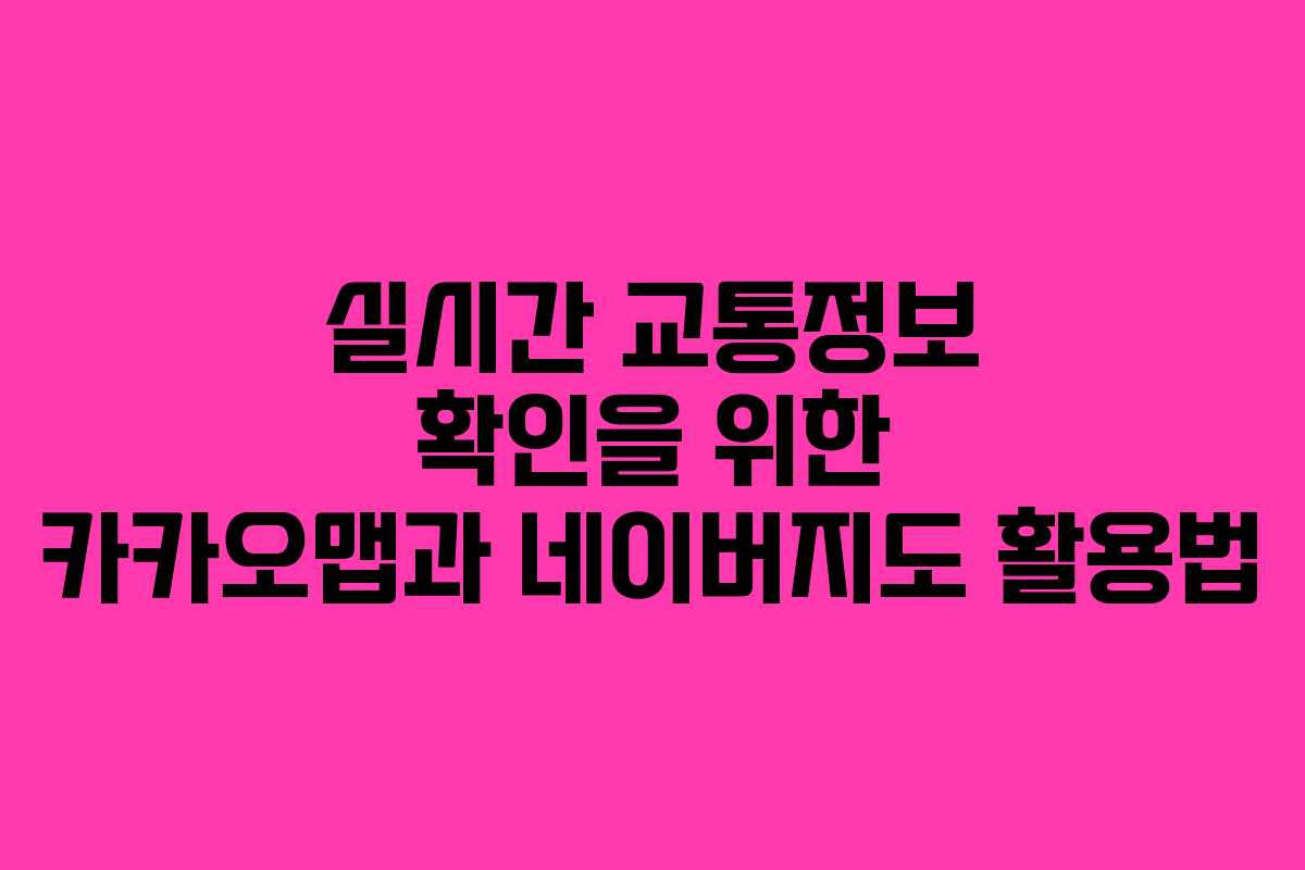 실시간 교통정보 확인을 위한 카카오맵과 네이버지도 활용법