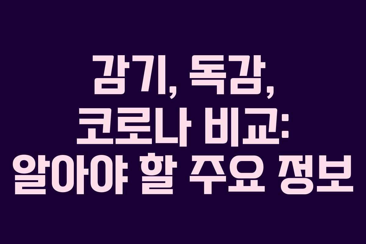 감기, 독감, 코로나 비교: 알아야 할 주요 정보