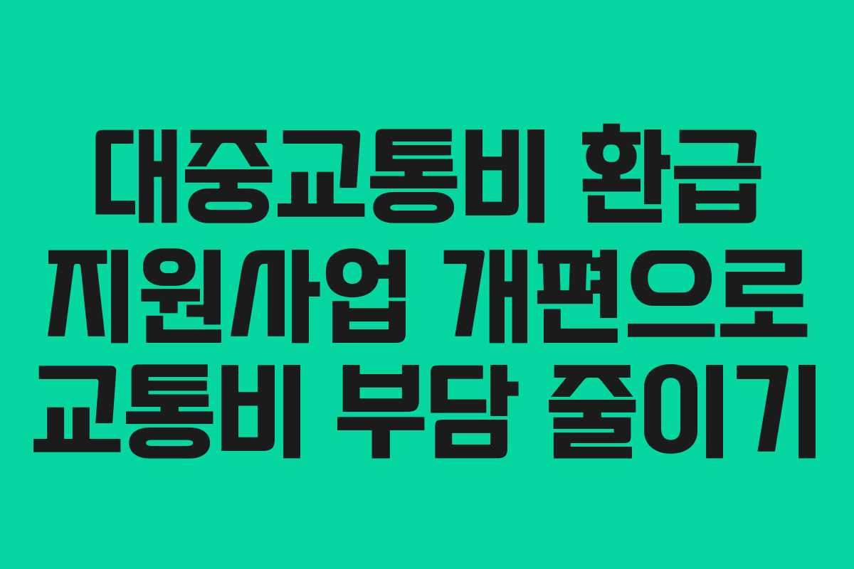 대중교통비 환급 지원사업 개편으로 교통비 부담 줄이기