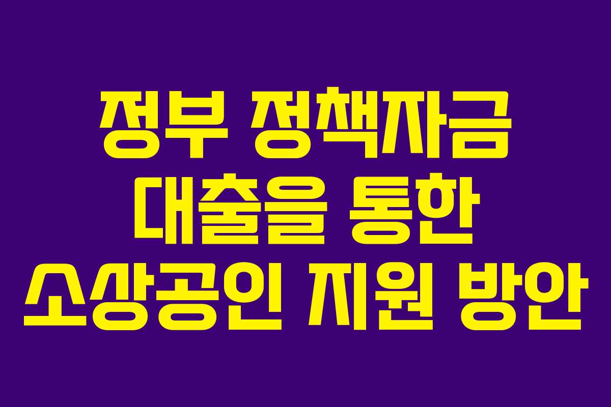 정부 정책자금 대출을 통한 소상공인 지원 방안