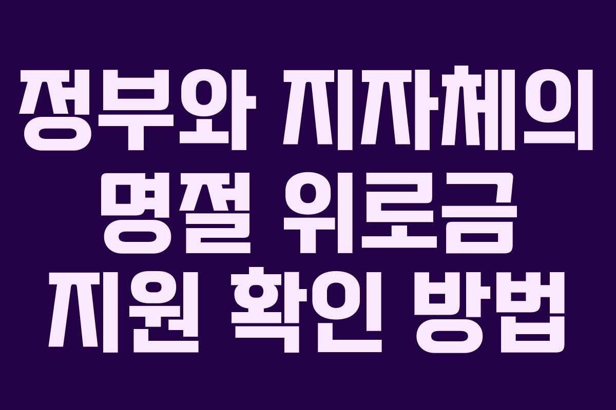 정부와 지자체의 명절 위로금 지원 확인 방법