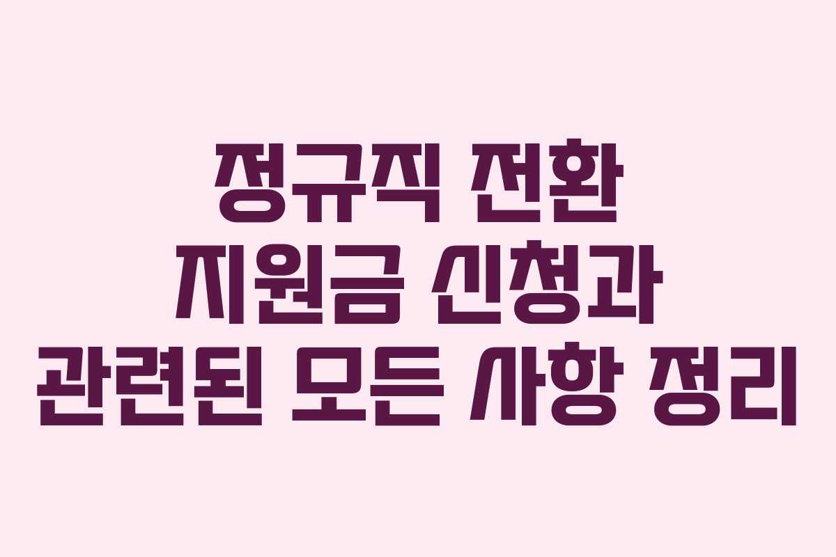 정규직 전환 지원금 신청과 관련된 모든 사항 정리