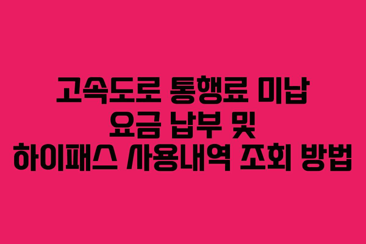 고속도로 통행료 미납 요금 납부 및 하이패스 사용내역 조회 방법