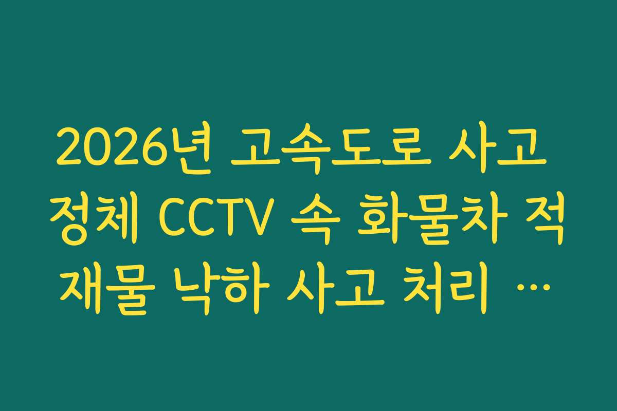 2026년 고속도로 사고 정체 CCTV 속 화물차 적재물 낙하 사고 처리 상태