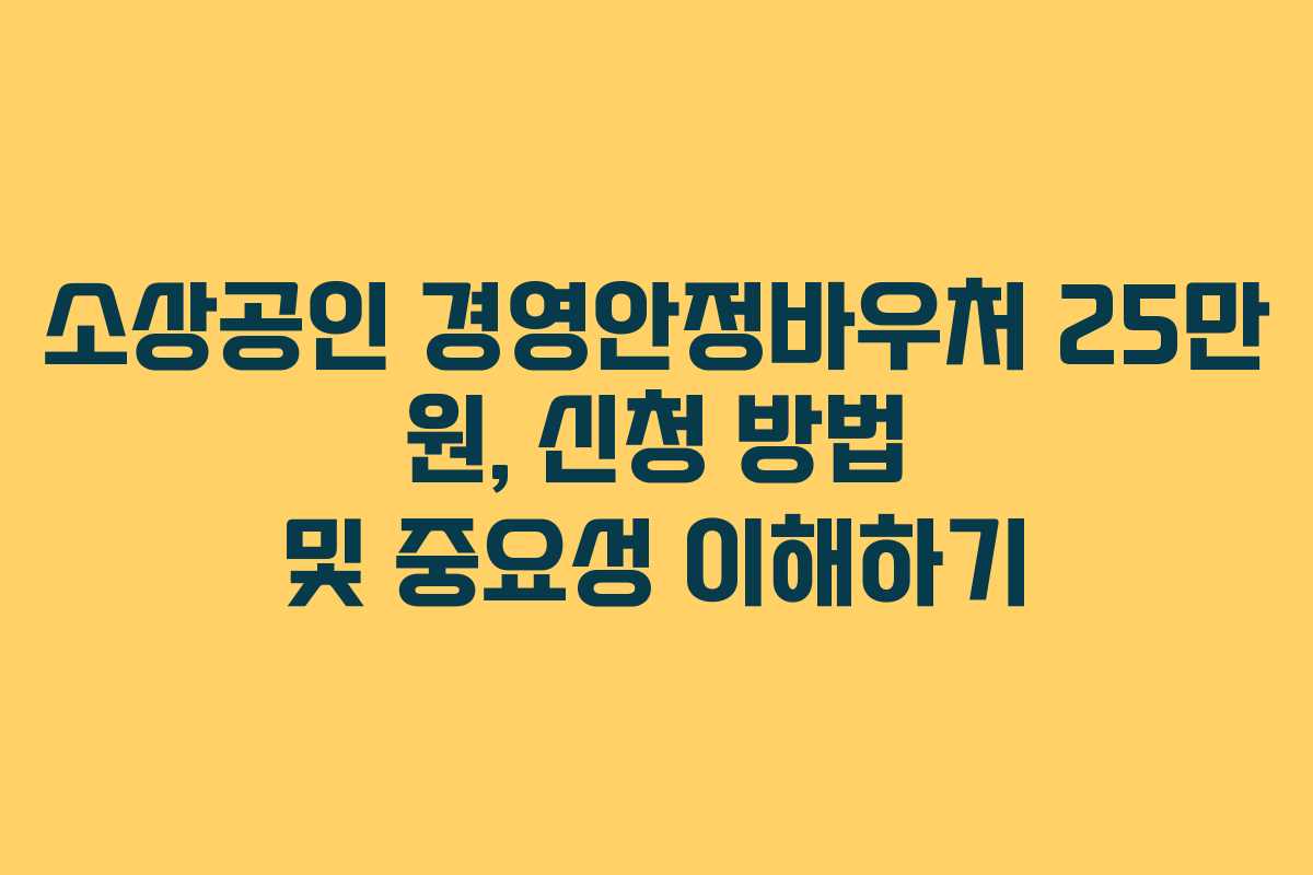 소상공인 경영안정바우처 25만 원, 신청 방법 및 중요성 이해하기