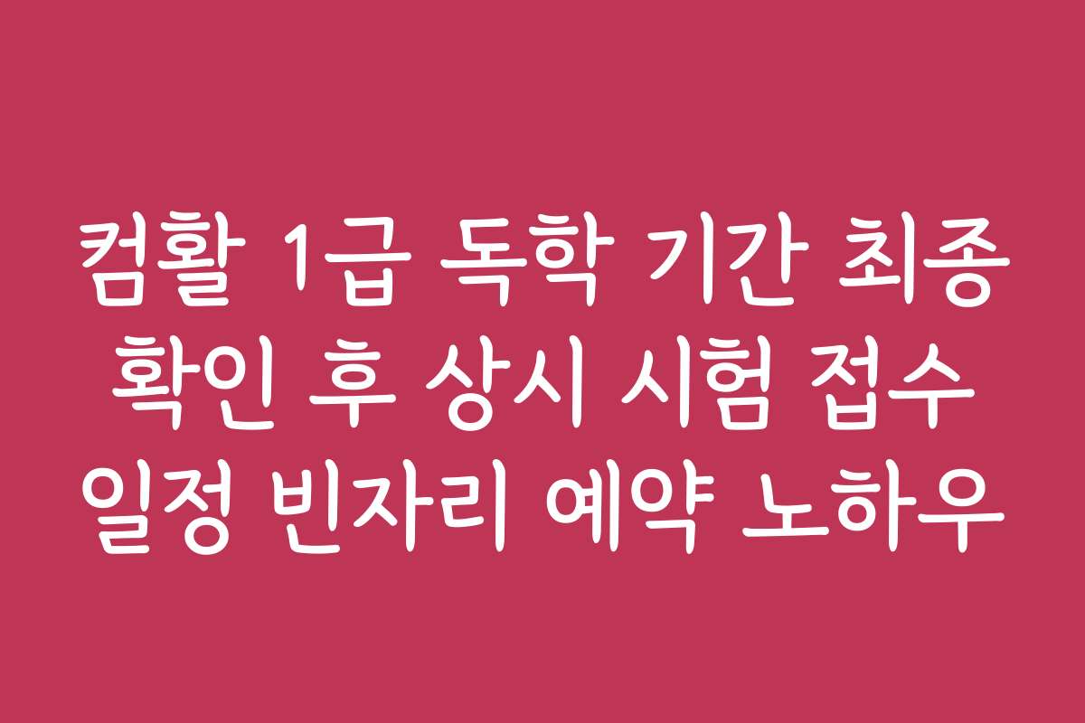 컴활 1급 독학 기간 최종 확인 후 상시 시험 접수 일정 빈자리 예약 노하우