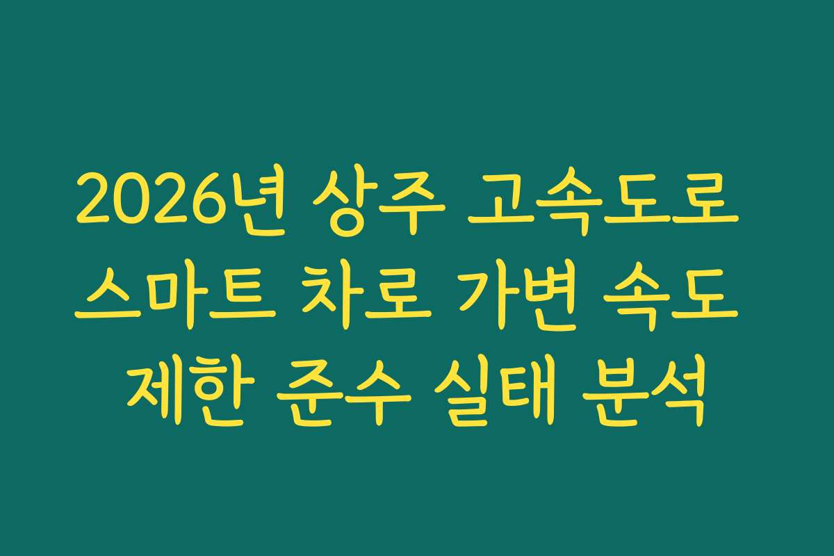 2026년 상주 고속도로 스마트 차로 가변 속도 제한 준수 실태 분석