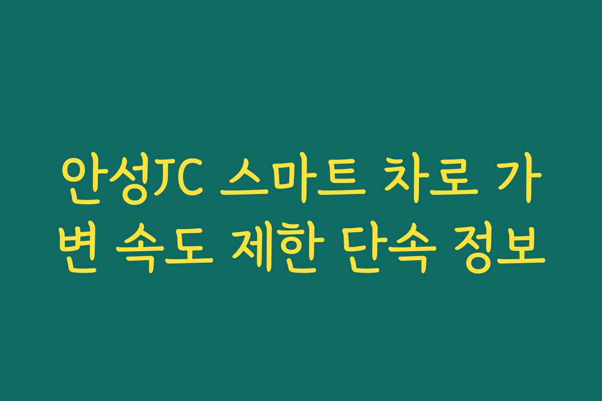 안성JC 스마트 차로 가변 속도 제한 단속 정보
