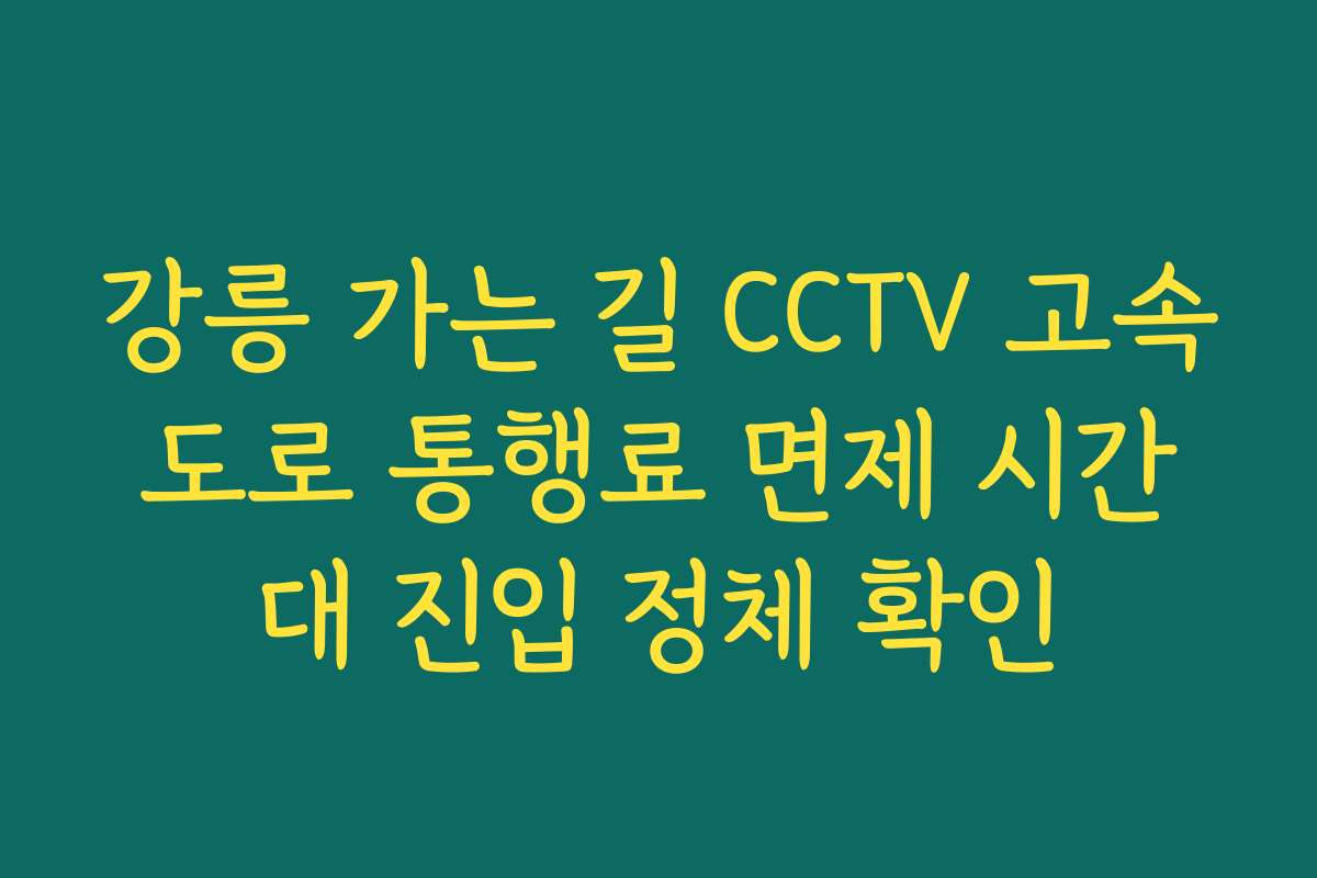 강릉 가는 길 CCTV 고속도로 통행료 면제 시간대 진입 정체 확인
