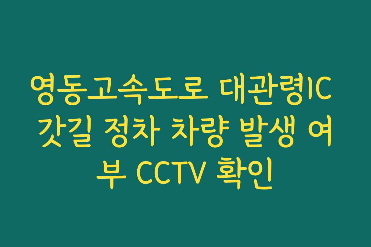 영동고속도로 대관령IC 갓길 정차 차량 발생 여부 CCTV 확인