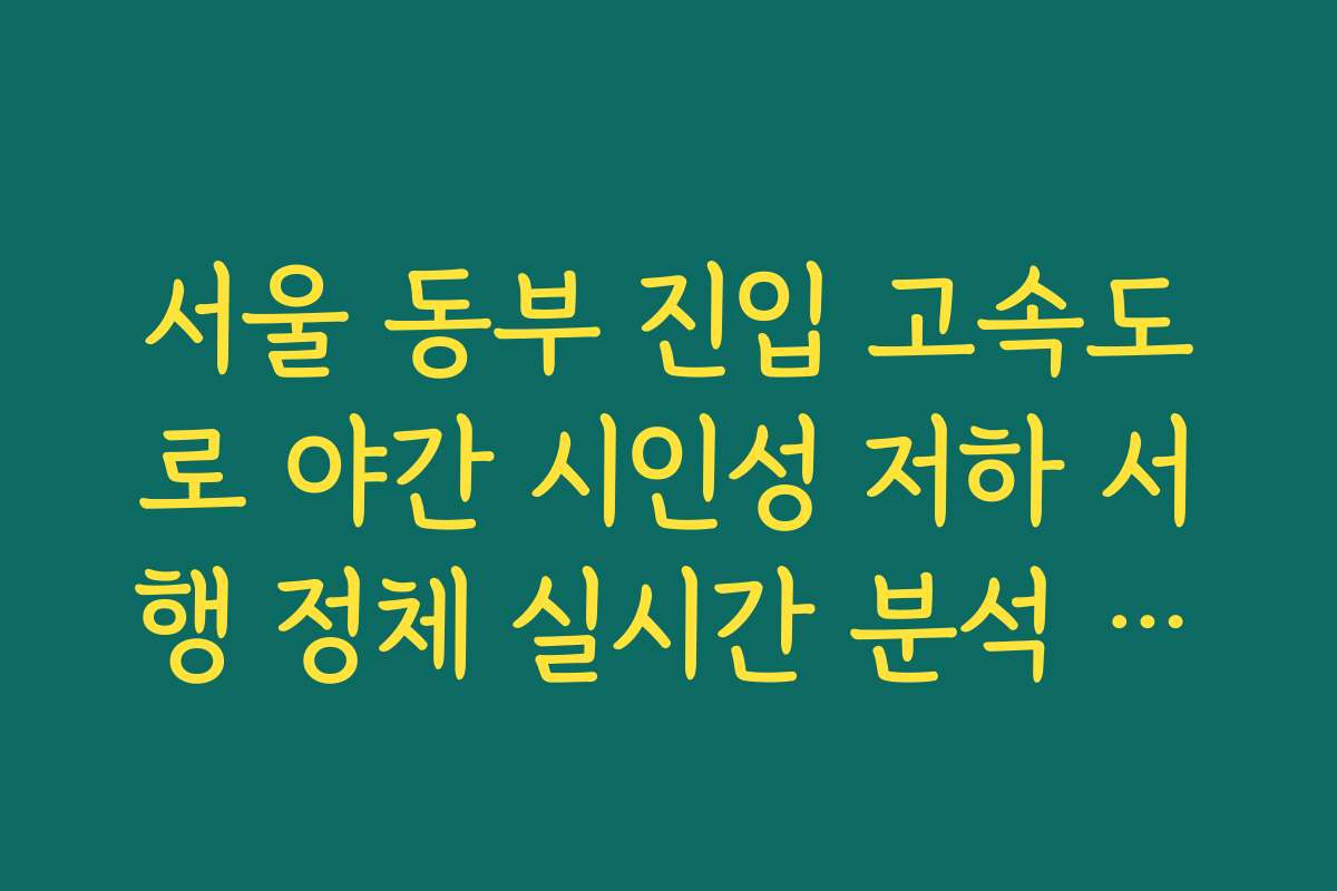 서울 동부 진입 고속도로 야간 시인성 저하 서행 정체 실시간 분석 확인