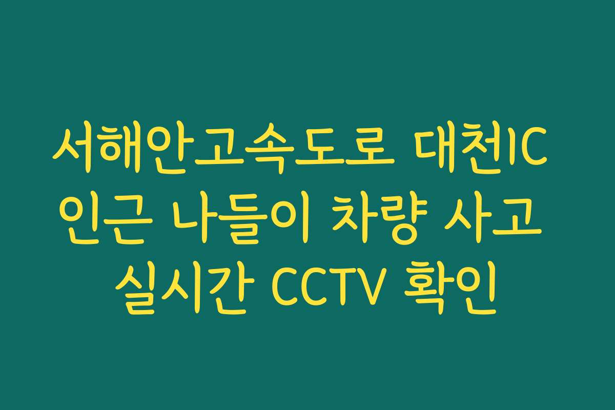 서해안고속도로 대천IC 인근 나들이 차량 사고 실시간 CCTV 확인
