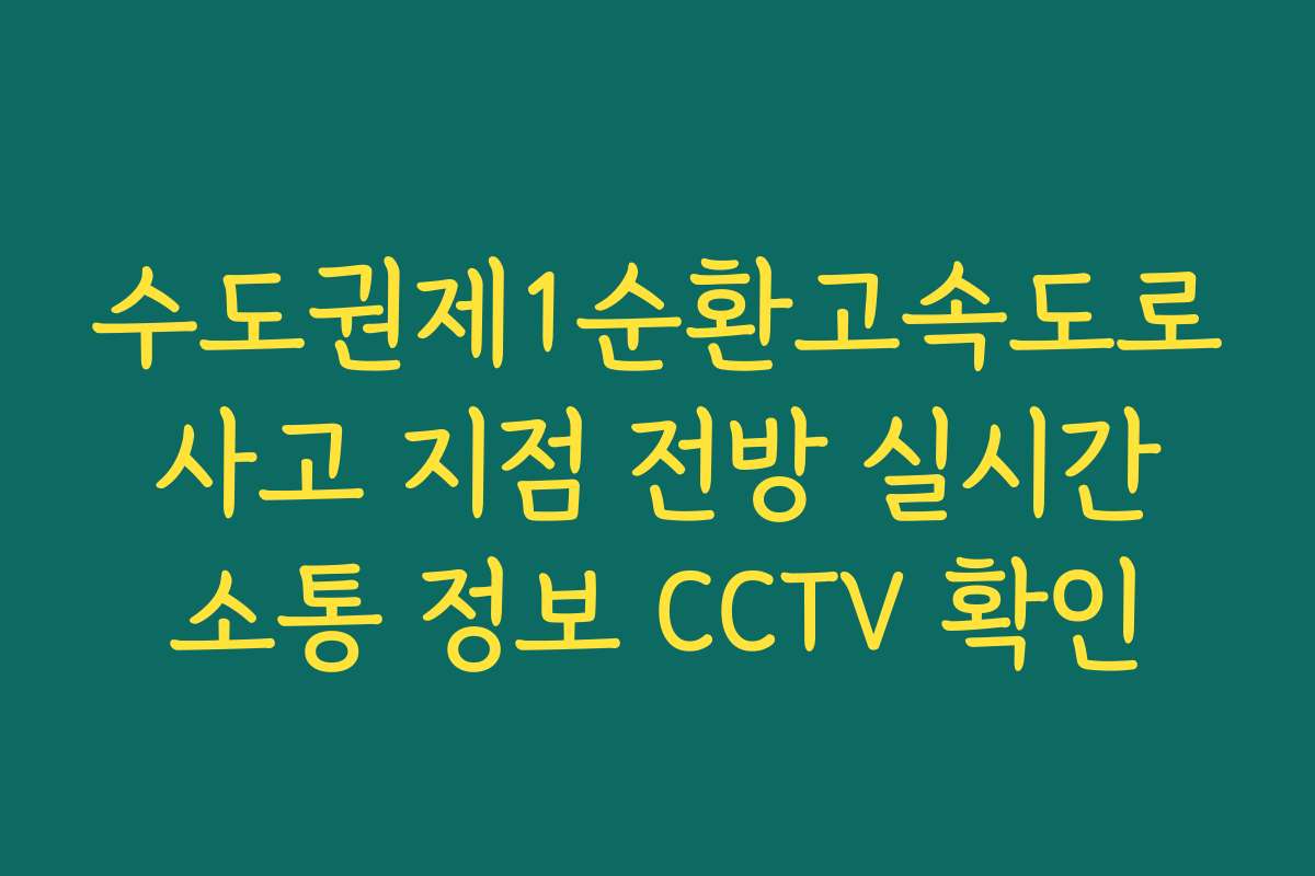 수도권제1순환고속도로 사고 지점 전방 실시간 소통 정보 CCTV 확인
