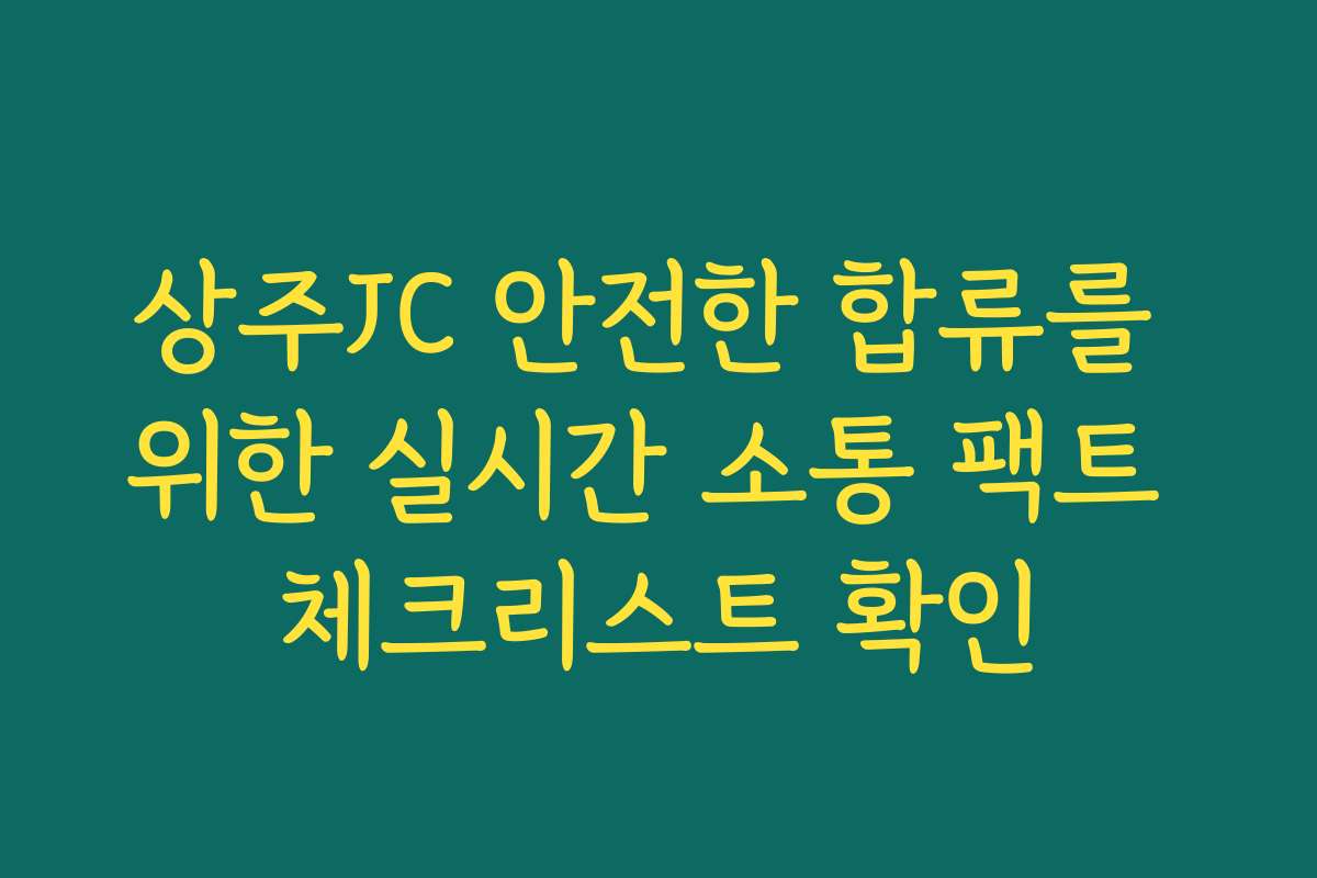 상주JC 안전한 합류를 위한 실시간 소통 팩트 체크리스트 확인