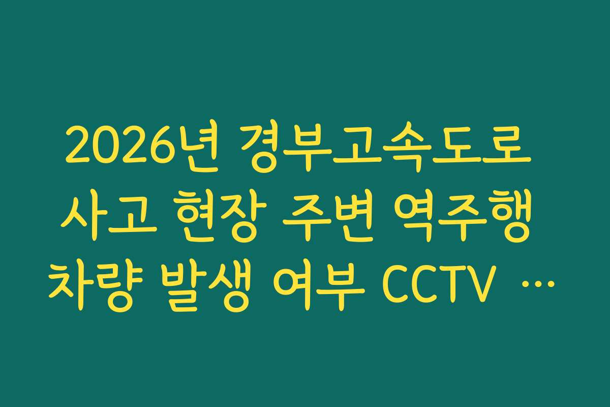 2026년 경부고속도로 사고 현장 주변 역주행 차량 발생 여부 CCTV 체크
