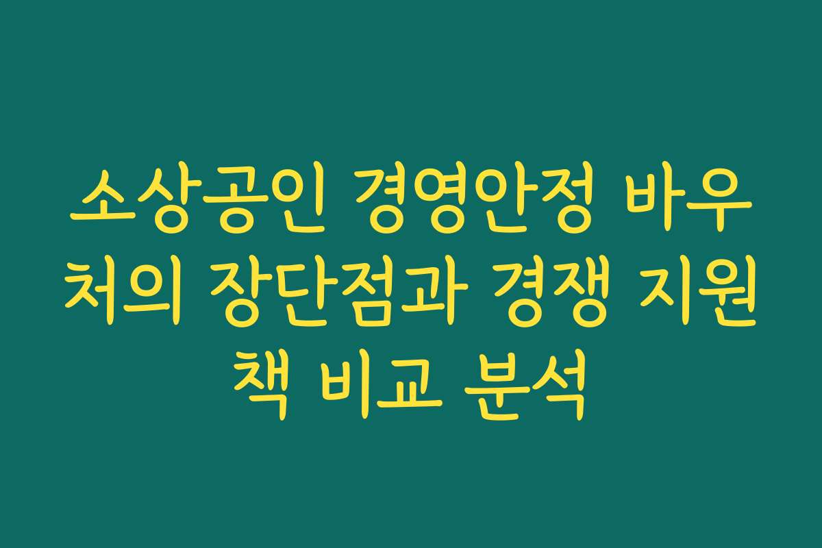 소상공인 경영안정 바우처의 장단점과 경쟁 지원책 비교 분석