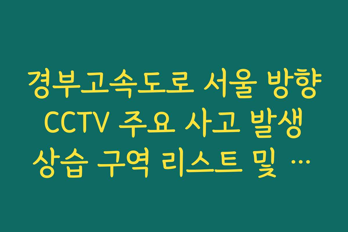 경부고속도로 서울 방향 CCTV 주요 사고 발생 상습 구역 리스트 및 감시