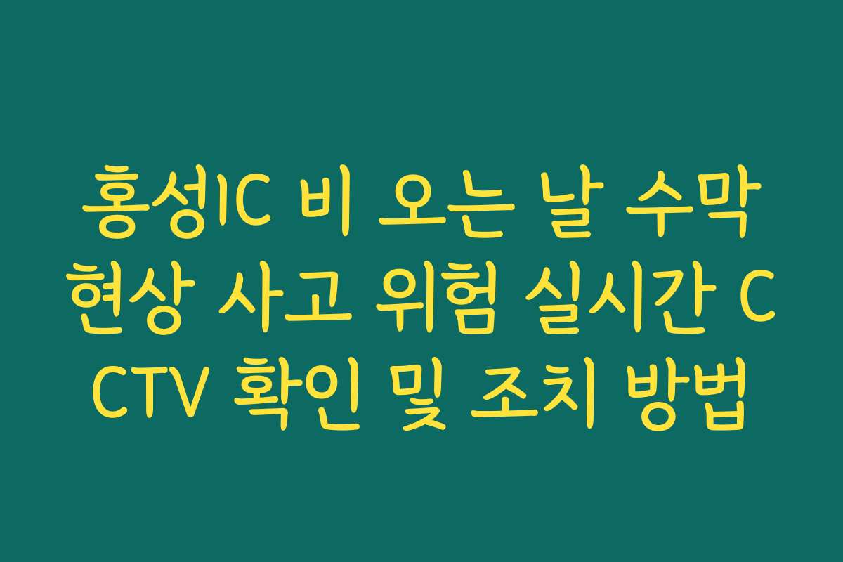 홍성IC 비 오는 날 수막현상 사고 위험 실시간 CCTV 확인 및 조치 방법