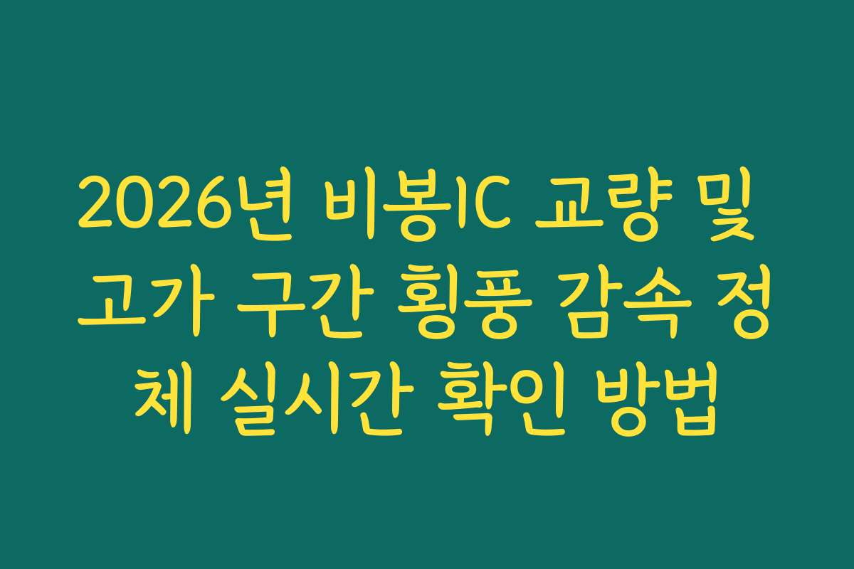 2026년 비봉IC 교량 및 고가 구간 횡풍 감속 정체 실시간 확인 방법