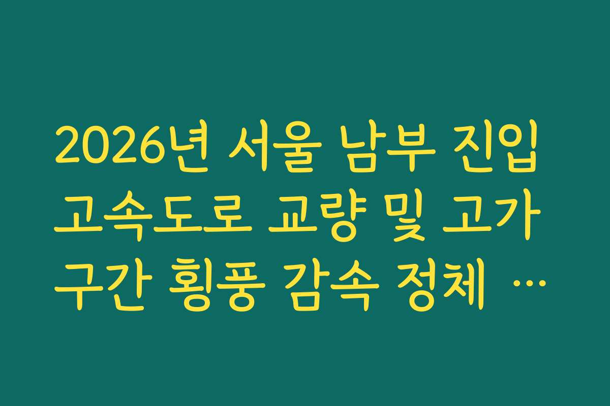2026년 서울 남부 진입 고속도로 교량 및 고가 구간 횡풍 감속 정체 실시간 확인 방법