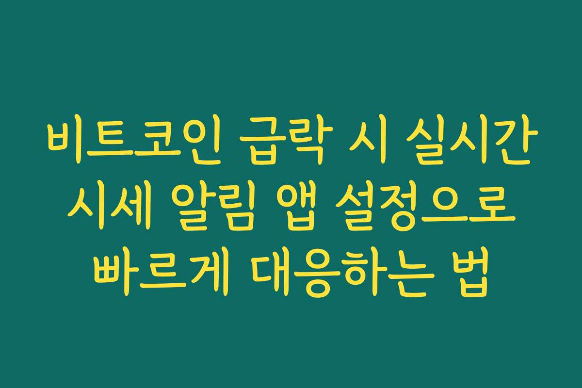 비트코인 급락 시 실시간 시세 알림 앱 설정으로 빠르게 대응하는 법